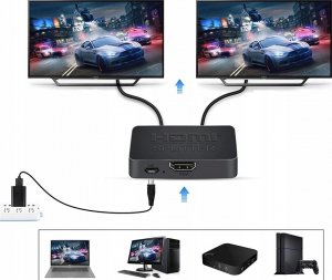 Pawonik SPLITTER HDMI 2.0 1X2 ROZDZIELACZ ULTRAHD HDCP 2.2 2