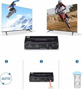 Pawonik SWITCH HDMI 2.0 2X1 ROZDZIELAC EKSTRAKTOR SPDIF 4K 2