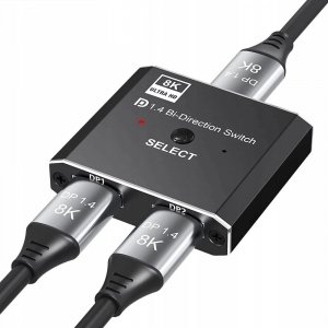Pawonik Displayport 2x1 Splitter 1x2 Rozdzielacz 8K 2