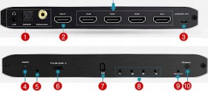 Pawonik SWITCH HDMI 2.0 4X1 ROZDZIELAC EKSTRAKTOR AUDIO 4K 5