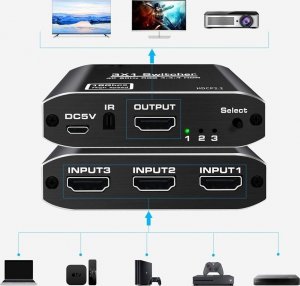 Pawonik SWITCH HDMI 2.0B 3X1 ROZDZIELACZ 4K/60 HZ HDCP 2.2 7