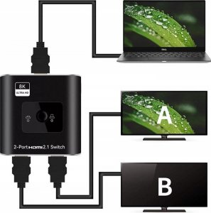 Pawonik Switch HDMI 2.1 2X1 Splitter 1x2 8K@60HZ 4K@120HZ 9