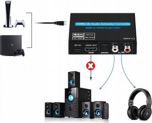 System przekazu sygnału AV Pawonik EKSTRAKTOR HDMI 2.0 TOSLINK KONWERTER ARC 5.1 HDCP 3