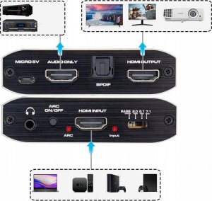 System przekazu sygnału AV Pawonik EKSTRAKTOR HDMI 2.0 TOSLINK KONWERTER ATMOS 7.1 3
