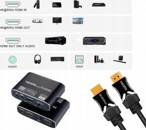 System przekazu sygnału AV Pawonik EKSTRAKTOR HDMI 2.0 TOSLINK KONWERTER ATMOS 7.1 8