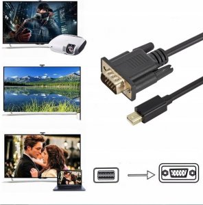 Kabel Pawonik DisplayPort Mini - D-Sub (VGA) 1.8m czarny 6
