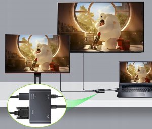 Adapter AV Pawonik ADAPTER KONWERTER VGA D-SUB DO HDMI + VGA + AUDIO 4