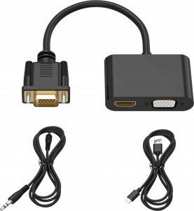 Adapter AV Pawonik ADAPTER KONWERTER VGA D-SUB DO HDMI + VGA + AUDIO 5
