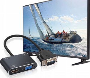 Adapter AV Pawonik ADAPTER KONWERTER VGA D-SUB DO HDMI + VGA + AUDIO 8