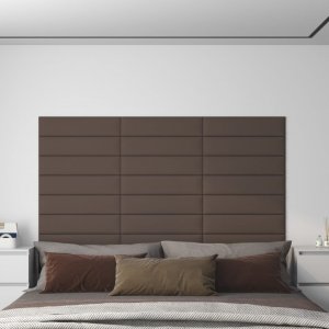 vidaXL vidaXL Panele ścienne, 12 szt, kolor taupe, 60x15 cm, tkanina, 1,08 m 1