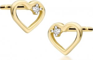 Best Diamonds złote kolczyki serca z brylantami 0,01 ct Uniwersalny 1