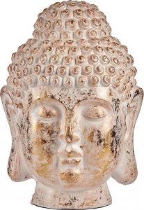 Ibergarden Dekoracyjna figurka ogrodowa Budda Głowa Biały/Złoty Polyresin (45,5 x 68 x 48 cm) 1