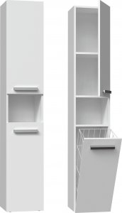 Topeshop SZAFKA ŁAZIENKOWA REGAŁ SŁUPEK KOSZ NEL III BIAŁY MAT 3