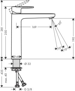 Bateria umywalkowa Hansgrohe Vernis stojąca czarny mat (71582670) 2