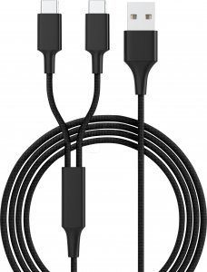 Kabel USB Smrter USB-A - 2x USB-C 1.2 m Czarny (SMRTER_HYDRA_DUO_C_BK) 1