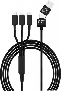 Kabel USB USB-A + USB-C - USB-C + microUSB + Lightning 1.2 m Czarny (SMRTER_HYDRA_ULT_BK) 1