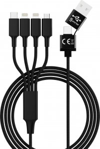 Kabel USB Smrter USB-A - USB-C + microUSB + 2x Lightning 1.2 m Czarny (SMRTER_ELITE_L_BK) 1