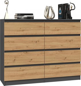 Topeshop KOMODA MALWA M8 120 - ANTRACYT / DĄB ARTISAN 3