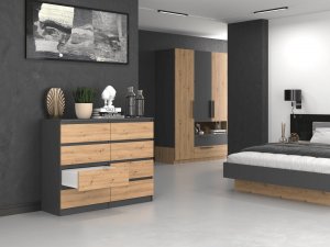 Topeshop KOMODA MALWA M8 120 - ANTRACYT / DĄB ARTISAN 4