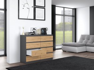 Topeshop KOMODA MALWA M8 120 - ANTRACYT / DĄB ARTISAN 6