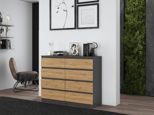 Topeshop KOMODA MALWA M8 120 - ANTRACYT / DĄB ARTISAN 7