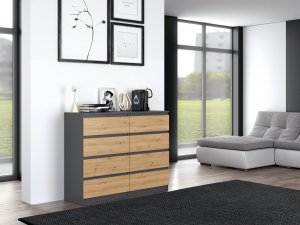 Topeshop KOMODA MALWA M8 120 - ANTRACYT / DĄB ARTISAN 8