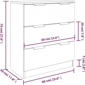vidaXL 3-częściowa komoda, szary dąb sonoma, materiał drewnopochodny 6