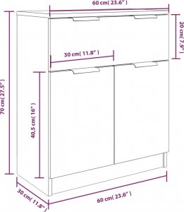 vidaXL 3-częściowa komoda, szary dąb sonoma, materiał drewnopochodny 7