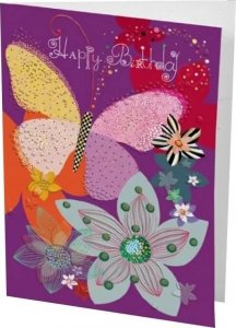 Turnowsky Karnet B6 + koperta Urodziny Motyl i kwiaty 1