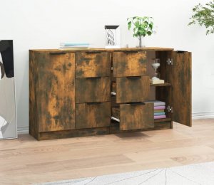 vidaXL Komody, 2 szt., przydymiony dąb, 60x30x70 cm 3