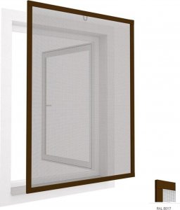 Moskitiera okno alu 100x 120 brązowa 8