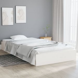 vidaXL Rama łóżka, biała, lite drewno, 90 x 200 cm 1