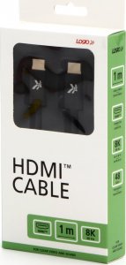Video Kabel HDMI M - HDMI M, HDMI 2.1 - Ultra High Speed, 1m, pozłacane złącza, aluminiowa obudowa,, czarny, Logo 8K@60Hz, 48Gb/s 3