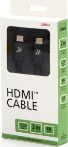 Video Kabel HDMI M - HDMI M, HDMI 2.1 - Ultra High Speed, 2m, pozłacane złącza, aluminiowa obudowa,, czarny, Logo 8K@60Hz, 48Gb/s 3