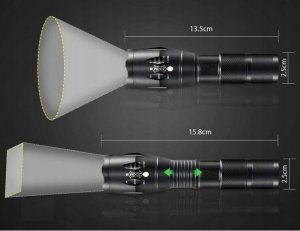 Latarka Led Rower 1200+Uchwyt Obrotowy+Światło Tył 15
