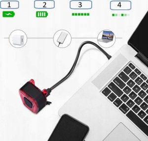 Latarka Led Rower 1200+Uchwyt Obrotowy+Światło Tył 9