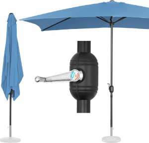 Uniprodo Parasol ogrodowy tarasowy prostokątny z korbką 200 x 300 cm niebieski Parasol ogrodowy tarasowy prostokątny z korbką 200 x 300 cm niebieski 1