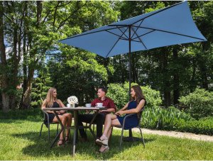 Uniprodo Parasol ogrodowy tarasowy prostokątny z korbką 200 x 300 cm niebieski Parasol ogrodowy tarasowy prostokątny z korbką 200 x 300 cm niebieski 5