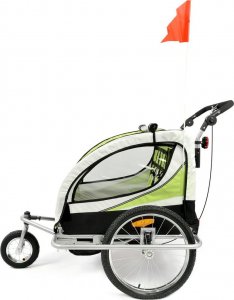 Przyczepka rowerowa z amortyzatorem 2-osobowa +JOGGER zielona 16