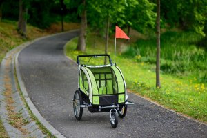 Przyczepka rowerowa z amortyzatorem 2-osobowa +JOGGER zielona 19