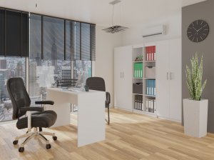 Topeshop REGAŁ BIUROWY SALON BIURO DRZWI OLIV 2D BIAŁY MAT 7