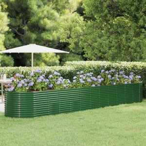 vidaXL Donica ogrodowa, malowana proszkowo stal, 507x100x68 cm zielona 1
