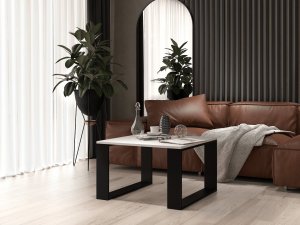 Topeshop STOLIK KAWOWY ŁAWA SALON LOFT MODERN MINI BIEL CZERŃ 3