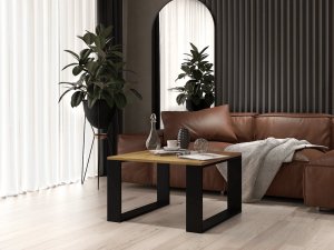 Topeshop STOLIK KAWOWY ŁAWA LOFT MODERN MINI DĄB ARTISAN CZERŃ 3