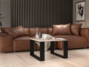 Topeshop STOLIK KAWOWY ŁAWA LOFT MODERN MINI DĄB SONOMA CZERŃ 4