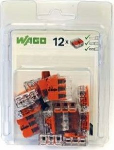 Szybkozłączka Szybkozłączka Wago 3x0,2-4mm2 transparentna / pomarańczowa 221-413 blister 12szt (0221-0413/0996-0012) 221-413/995-012 2