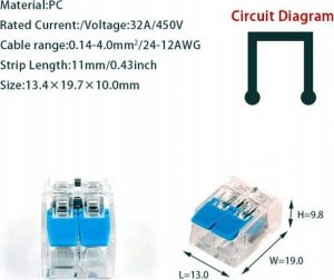 Złączka szybkozłączka Instalacyjna 2x0,2-4mm 32A/4 2