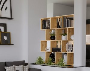 Topeshop REGAŁ OTWARTY STOJĄCY PÓŁKA SZAFKA FIESTA 4P DĄB ARTISAN 3