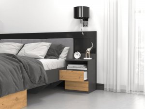 Topeshop SZAFKA NOCNA MALWA M1 - ANTRACYT / DĄB ARTISAN 5