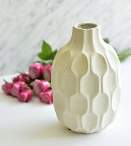 Wazon ceramiczny ornament biały 26cm 1